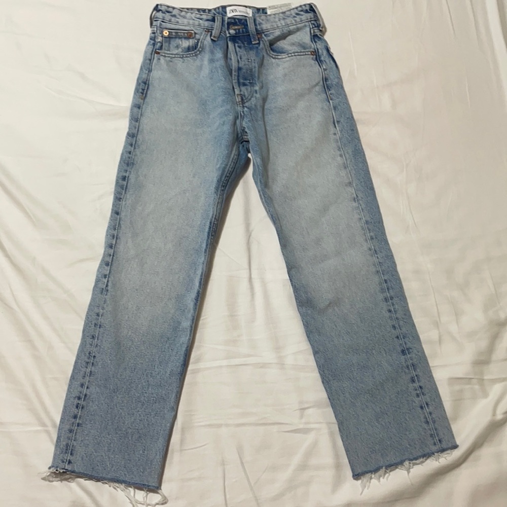 Zara high rise straight jeans